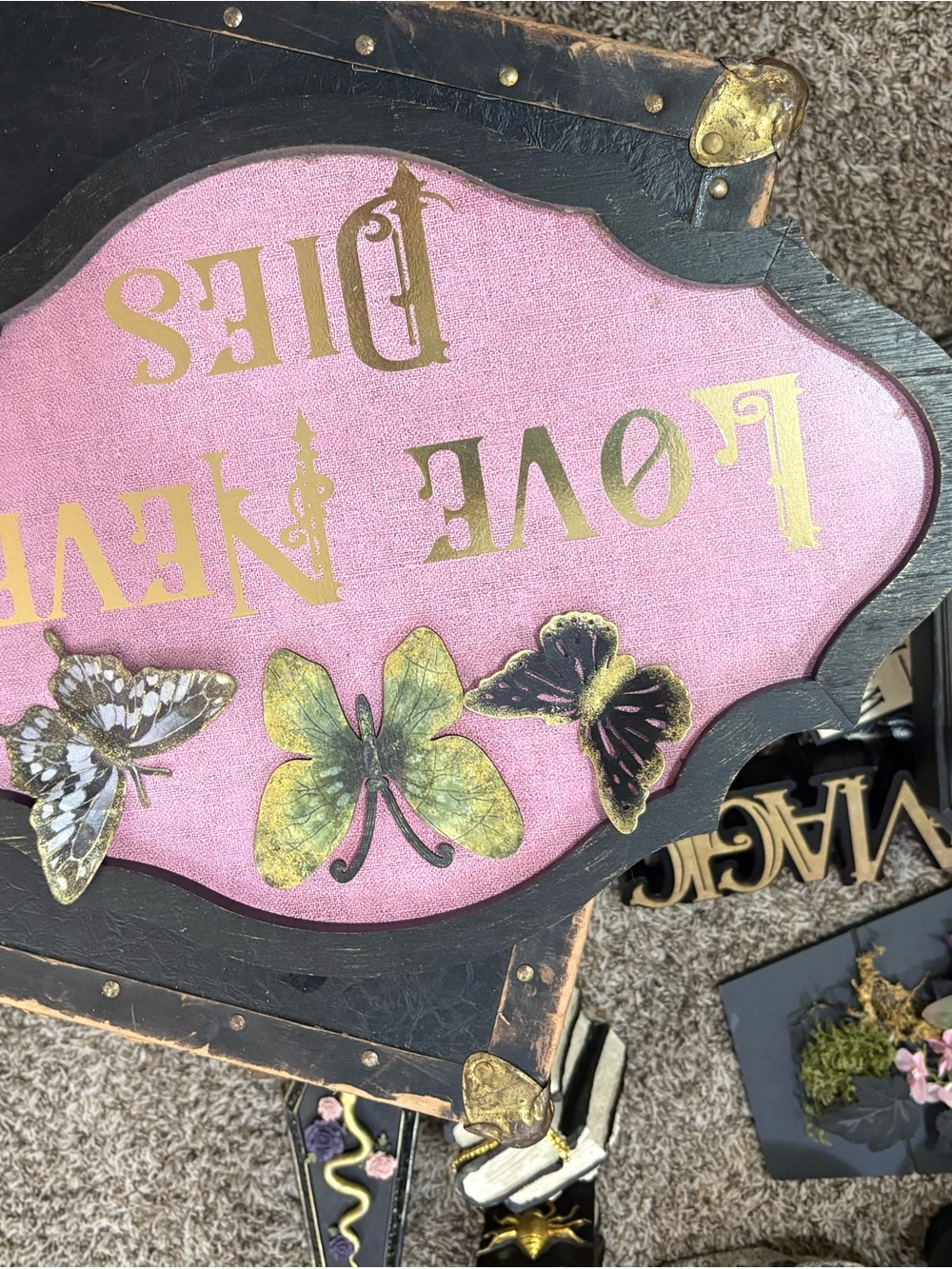 Ashland Pink and Gold Butterfly Wall Sign